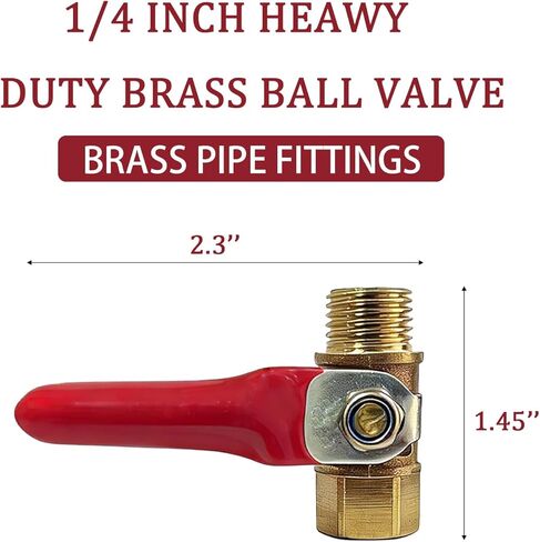 Ball Valve, 4Pack Set 1/4" Heavy Duty Brass Ball Valve Shut Off Switch, 1/4-inch Male Thread Female Thread NPT Fittings Air Compressor Shut-Off Valve, Pipe Fitting Straight Adapter in Kuwait