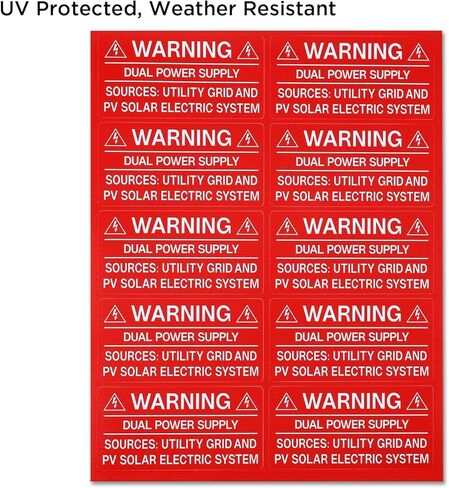 62-Pack Solar PV System Label Kit - Code 2020/2023 Compliant Photovoltaic Stickers - UV Resistant & Reflective Vinyl - Complete Solar Warning Labels for Installers, Inspectors & Homeowners in Kuwait
