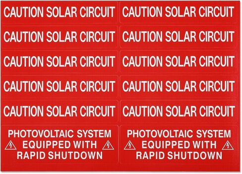 62-Pack Solar PV System Label Kit - Code 2020/2023 Compliant Photovoltaic Stickers - UV Resistant & Reflective Vinyl - Complete Solar Warning Labels for Installers, Inspectors & Homeowners in Kuwait