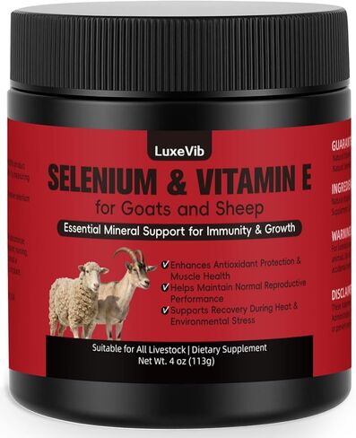 صيغة حيوية الثروة الحيوانية E و S | السيلينيوم للماعز والأغنام وجميع الماشية | مسحوق دعم المغذيات لتوازن الطاقة والتنقل | خليط أعلاف مضاف للنمو الصحي، 4 أونصة (113 جم) in Kuwait