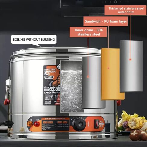 Stainless Steel Commercial Noodle Cooker, Energy-Saving and Thermal Insulation Tabletop Noodle Bucket Noodle Cooker, Applicable to Dumplings, Marinated Materials and Spaghetti, Etc,4 (4) in Saudi Arabia