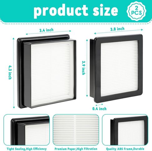 قطعتان من قطع غيار مكنسة كهربائية بديلة لفلتر HEPA 107315 من Proteam رقم 107303، 107304، متوافقة مع Super Coach Pro 6، وSuper Coach Pro 10، وGoFree Flex Pro، وProVac FS6 in Kuwait