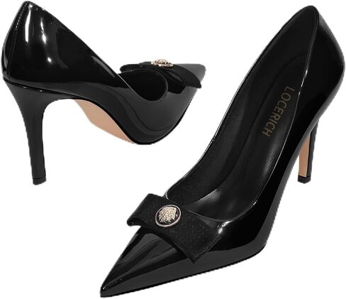 LOCERICH Women's High Heels Pumps Closed Toe Bow Heels Pointed Toe Stiletto Dress Shoes for Women Party Work Wedding Shoes for Bride in Kuwait