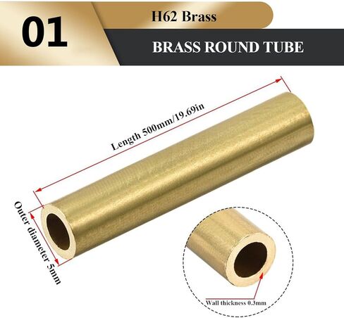H62 نحاس طول الأنبوب المستقيم غير الملحوم 500 مم، 5 × 0.2 مم - 5 × 1.5 مم مناسب للمنزل، ديكور البستنة والحرف اليدوية، 5 × 0.4 × 500 مم (5 × 0.3 × 500 مم) in Kuwait