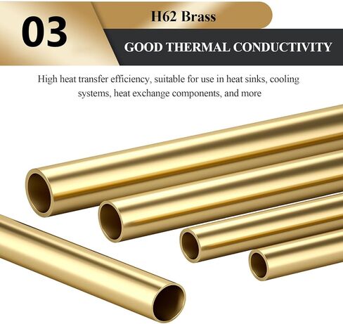 H62 نحاس طول الأنبوب المستقيم غير الملحوم 500 مم، 5 × 0.2 مم - 5 × 1.5 مم مناسب للمنزل، ديكور البستنة والحرف اليدوية، 5 × 0.4 × 500 مم (5 × 0.3 × 500 مم) in Kuwait