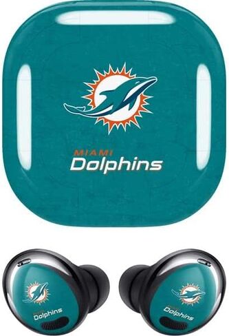 Skinit Decal Audio Skin Compatible with Samsung Galaxy Buds Pro - Officially Licensed NFL Miami Dolphins Distressed- Aqua Design in Saudi Arabia