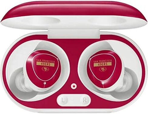 ملصق صوتي من Skinit متوافق مع Samsung Galaxy Buds+ - تصميم سلسلة الأداء الأحمر NFL San Francisco 49ers المرخص رسميًا in Saudi Arabia