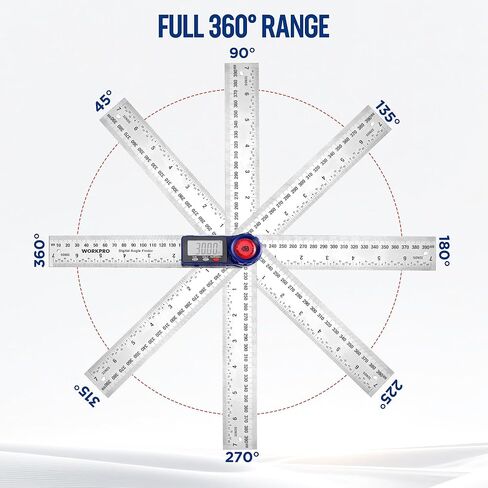 أداة تحديد الزوايا الرقمية من WORKPRO، أداة تحديد الزوايا من الفولاذ المقاوم للصدأ مقاس 7 بوصة / 200 مم مع وظيفة القفل والتثبيت، أداة قياس دقيقة مع حقيبة للأعمال الخشبية والنجارة ومشاريع البناء in Kuwait