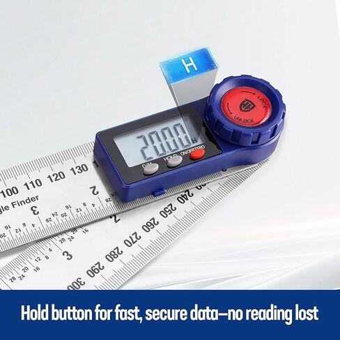 أداة تحديد الزوايا الرقمية من WORKPRO، أداة تحديد الزوايا من الفولاذ المقاوم للصدأ مقاس 7 بوصة / 200 مم مع وظيفة القفل والتثبيت، أداة قياس دقيقة مع حقيبة للأعمال الخشبية والنجارة ومشاريع البناء in Kuwait