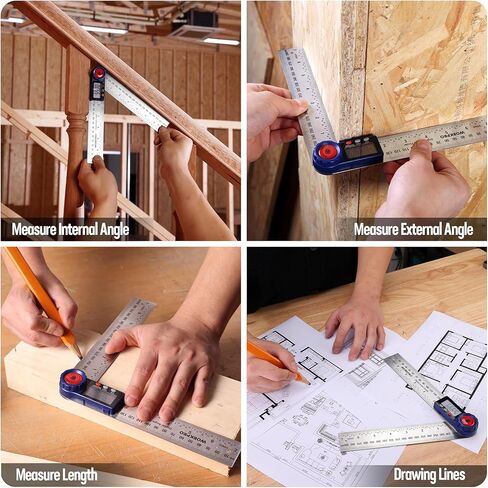 أداة تحديد الزوايا الرقمية من WORKPRO، أداة تحديد الزوايا من الفولاذ المقاوم للصدأ مقاس 7 بوصة / 200 مم مع وظيفة القفل والتثبيت، أداة قياس دقيقة مع حقيبة للأعمال الخشبية والنجارة ومشاريع البناء in Kuwait