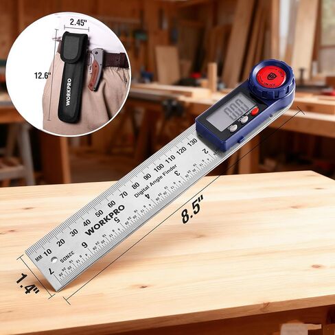أداة تحديد الزوايا الرقمية من WORKPRO، أداة تحديد الزوايا من الفولاذ المقاوم للصدأ مقاس 7 بوصة / 200 مم مع وظيفة القفل والتثبيت، أداة قياس دقيقة مع حقيبة للأعمال الخشبية والنجارة ومشاريع البناء in Kuwait