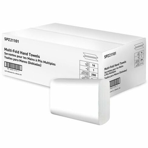 مناشف يد بيضاء متعددة الطي، 250 ورقة في كل عبوة، 16 عبوة (إجمالي 4000) - مناشف ورقية ماصة من طبقة واحدة للاستخدام في الحمامات التجارية والمكاتب والمطاعم والنظافة in Kuwait