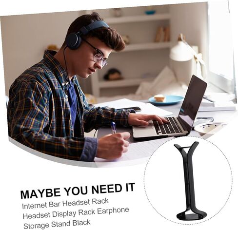DOITOOL 1pc Headphone Stand Compact Headset Holder Rack for Desk Material Non- Base Storage for Gaming and Office Headphones Black Finish in Saudi Arabia