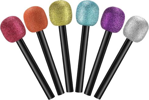Yaomiao 4 Packs Glittered Microphone Fake Bling Prop Microphone Kids Plastic Pretend Rock Star Toy Microphone for Disco Stage or Costume Prop Birthday Party Favors (Gold) in Saudi Arabia