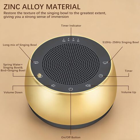 وعاء الغناء التبتي الإلكتروني المحمول القابل لإعادة الشحن، 4 ترددات شفاء (256-510 هرتز)، مؤقت، وعاء الصوت والتأمل لليوجا، الذهن، شفاء الشاكرا وتخفيف التوتر للنساء in Kuwait