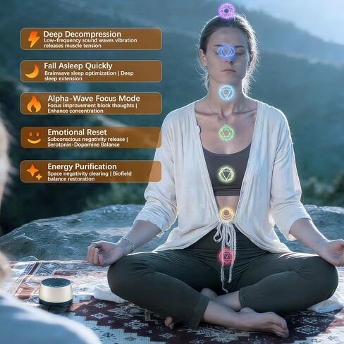 وعاء الغناء التبتي الإلكتروني المحمول القابل لإعادة الشحن، 4 ترددات شفاء (256-510 هرتز)، مؤقت، وعاء الصوت والتأمل لليوجا، الذهن، شفاء الشاكرا وتخفيف التوتر للنساء in Kuwait