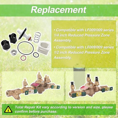 طقم إصلاح إجمالي 0887298 متوافق مع LF009، 009 صمامات 1/4-1/2 بوصة مجموعة منطقة الضغط المنخفض. تتضمن مجموعات الفحص الأولى والثانية، التجنيب، المقعد، الزنبرك، الجذع والحلقة الدائرية. in Kuwait