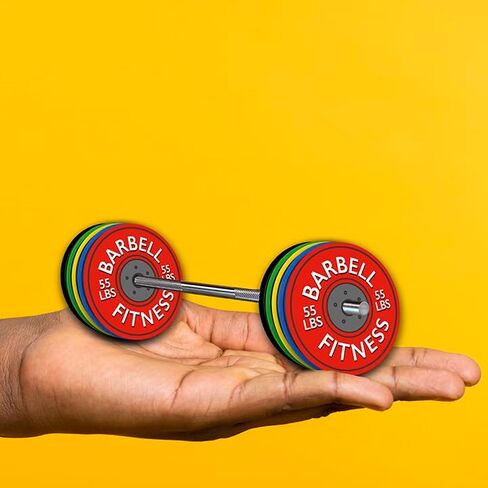Mini Barbell - ملحق مكتب أو رف مستوحى من صالة الألعاب الرياضية مع لوحات وزن قابلة للإزالة | اللياقة البدنية لرفع الأثقال المصغرة in Kuwait