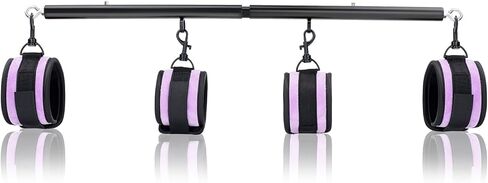 شريط توزيع عالي التحمل من الفولاذ المقاوم للصدأ قابل للتوسيع مع 4 قطع من فروي PU أرجواني قابل للتعديل، مجموعة أدوات اللياقة البدنية، مجموعة اليوغا الرياضية الداخلية المنزلية in Kuwait