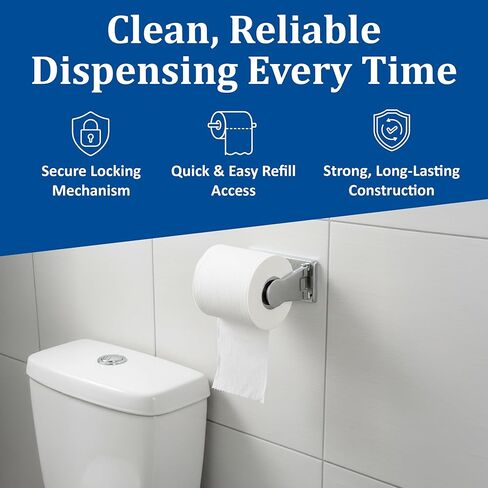 San Jamar - SJMR200XC R200XC Stainless Steel Standard Roll Locking Toilet Tissue Dispenser Chrome, 1 Count (Pack of 1) in Kuwait