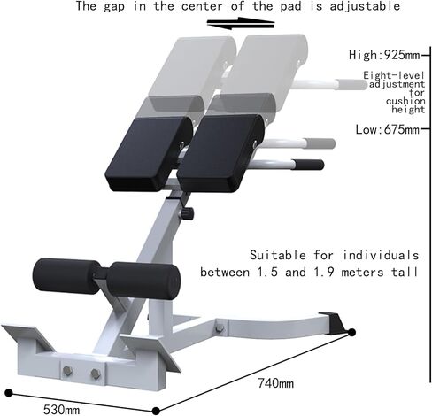 Adjustable Roman Chair, Hyperextension Bench for Back Exercise, White, Steel Frame, Multi-Position Core Training Equipment, Home Men Women Full Body ，U-Shaped Base in Saudi Arabia