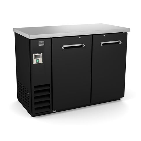 Kelvinator KCHBB48S 49" Two-Section Solid Swing Door Back Bar Cooler Refrigerator | Refrigerated Storage Cabinet Chiller | 12.5 Cu Ft, 49-1/16"W x 34-1/4"H x 24-7/16"D, Stainless Top, Black, 115v in Kuwait