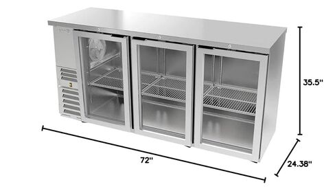 Asber ABBC-24-72 72" W, Refrigerated Slim Line Back Bar Cooler, Three Section in Saudi Arabia