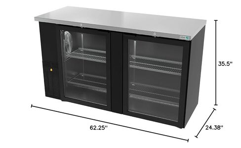 Asber ABBC-24-60G 62.25-Inch Slim Line Refrigerated Back Bar Cooler Cabinet with (2) Glass Doors, Black Vinyl, 115v in Saudi Arabia