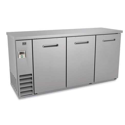 Kelvinator KCHBB72SS 73" Three-Section Solid Door Back Bar Cooler Refrigerator | Refrigerated Storage Cabinet | 20.8 Cu Ft, 73 1/8"W x 36 1/4"H x 24-7/16"D, Stainless Steel Top, Stainless Steel, 115v in Kuwait