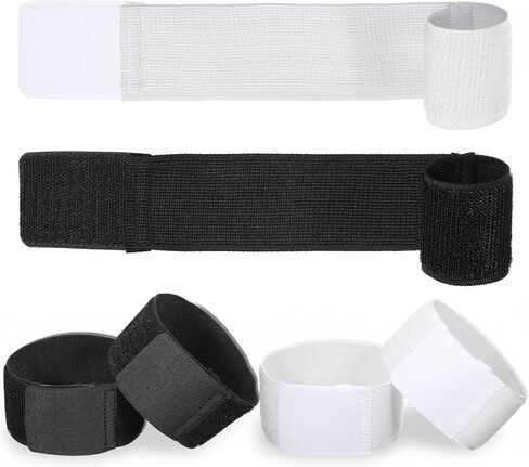 4 Pcs Soccer Shin Guard Straps for Youth Adult Adjustable Anti-Slip Shin Pad Holders Ankle Straps for Playing Football, Cycling, Running (Black White) in Saudi Arabia