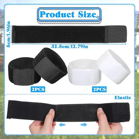 4 Pcs Soccer Shin Guard Straps for Youth Adult Adjustable Anti-Slip Shin Pad Holders Ankle Straps for Playing Football, Cycling, Running (Black White) in Saudi Arabia