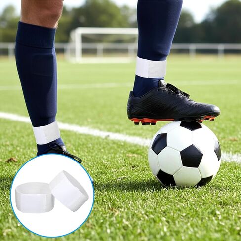 4 Pcs Soccer Shin Guard Straps for Youth Adult Adjustable Anti-Slip Shin Pad Holders Ankle Straps for Playing Football, Cycling, Running (Black White) in Saudi Arabia