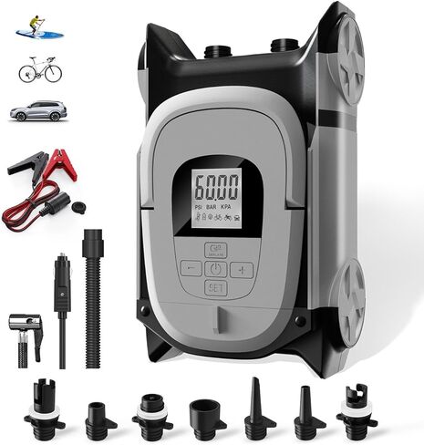 Paddle Board Pump with Auto-Off Function Dual Motor for Inflatable SUP and Boat, 22PSI Portable Electric Air Pump for Paddleboard with DC 12V Car Power Connector and Kayak Accessories in Kuwait