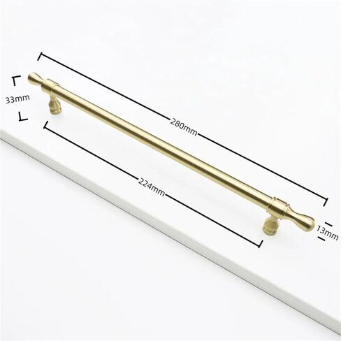 Solid Brass Furniture Drawer T Shaped Copper Wardrobe Handle Cabinet Hardware 1Pcs(Brass-C224mm) in Saudi Arabia