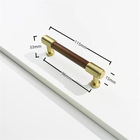 الجوز الأسود مقابض خشبية درج أثاث المطبخ الذهبي خزائن الباب مقبض نحاسي الأجهزة 1 قطعة (5-C96mm) in Kuwait