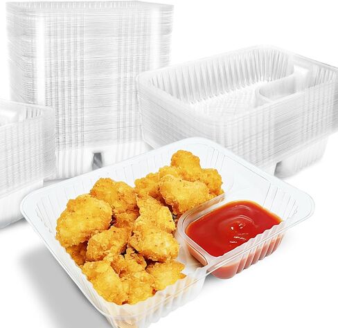 200 PCS Nacho Trays Disposable, 12 oz Plastic Nachos Containers with Chip and Dip Holder, 2 Compartments Clear Snack Tray for Movie Night Party Concession Stand Supplies in Saudi Arabia