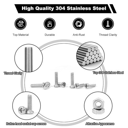 1200pcs Metric Tiny/Very Small/Micro Machine Screw Nuts Assortment Kit, 304 Stainless Steel, M1 M1.2 M1.4 M1.6 M2 M2.5 Phillips Pan Head Screws Nuts for Watch, Toy, Electronic Equipment Repair in Saudi Arabia