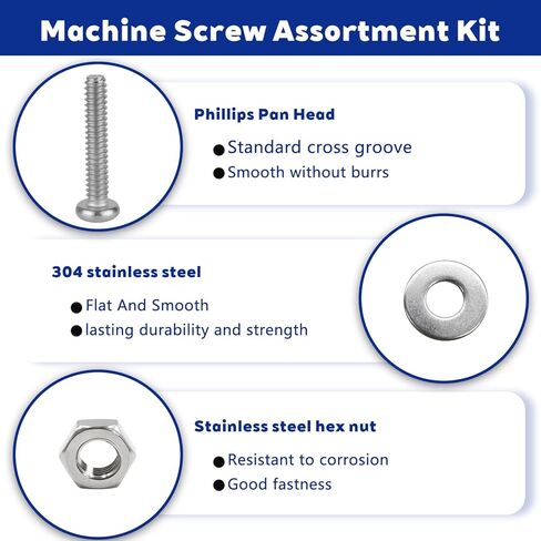 357pcs Machine Screws Assortment Kit, Phillips Pan Head, 304 Stainless Steel Screw Nut Washers Assortment Kit with Case#6-32#8-32#10-24 in Saudi Arabia