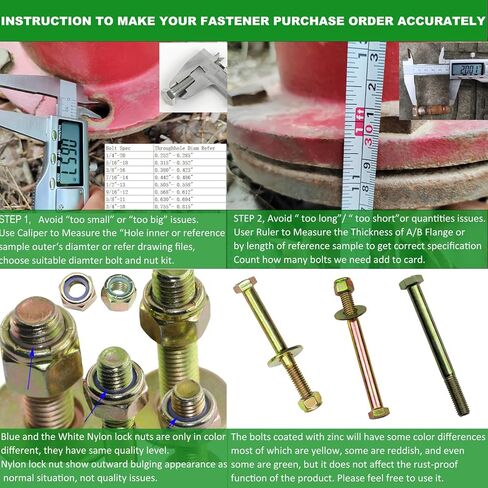 مسمار برأس سداسي مقاس 7/16 بوصة × 3 بوصة من خلال الجلفنة الملونة مع صامولة قفل نايلون ومجموعة متنوعة من الغسالة كبيرة الحجم، سبائك الصلب، الصف 5. (عبوة من 8 قطع) in Kuwait