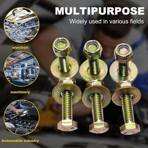 مسمار برأس سداسي مقاس 7/16 بوصة × 3 بوصة من خلال الجلفنة الملونة مع صامولة قفل نايلون ومجموعة متنوعة من الغسالة كبيرة الحجم، سبائك الصلب، الصف 5. (عبوة من 8 قطع) in Kuwait