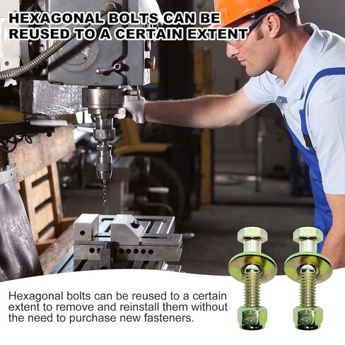 مسمار برأس سداسي مقاس 7/16 بوصة × 3 بوصة من خلال الجلفنة الملونة مع صامولة قفل نايلون ومجموعة متنوعة من الغسالة كبيرة الحجم، سبائك الصلب، الصف 5. (عبوة من 8 قطع) in Kuwait