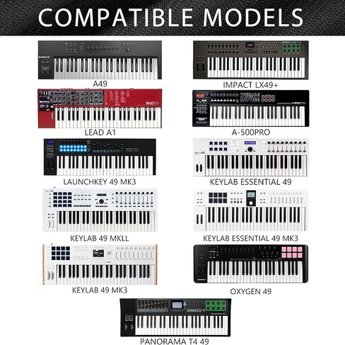 غطاء غبار للوحة المفاتيح بـ 49 مفتاحًا، متوافق مع Roland A-500PRO، NI A49، Nektar Panorama T4 49، M-Audio Oxygen 49، Premium Chinlon مضاد للخدش والغبار، تصميم ناعم الملمس وملائم in Saudi Arabia