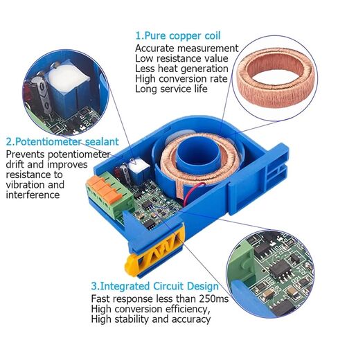 1PCS AC Hall Current Transmitter AC0-5A-500A Current 4-20mA 0-20mA 0-5V 10V RS485 Output Perforate Current Sensor(Output RS485,AC0-30A_Hole 20MM_12VDC) in Saudi Arabia
