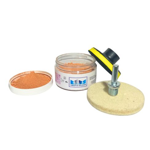 Glass Polishing Kit with Cerium Oxide Powder 3.52 oz, 3" Backing disc, Wool Felt disc and Drill Adapter. Effective Glass Scratch Remover, Oxido de cerio, TREO 99.96% in Saudi Arabia