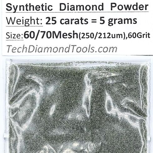 مسحوق طحن الغبار الماسي من TechDiamondTools للحجر والصخور والصمام المعدني الصلب وسكين الجرانيت والخرسانة المعدنية 325/400 إلى 50/60 شبكة 20 جرامًا 100 قيراط، مسحوق كاشط كريستالي مصنوع في الولايات المتحدة الأمريكية (230 حصى) in Kuwait