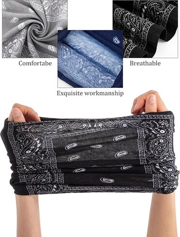 60 Pcs Paisley Bandanas Buffs Bulk Seamless Neck Gaiter for Men UV Balaclava Face Mask Headband for Motorcycle Cycling Hiking Fishing in Saudi Arabia