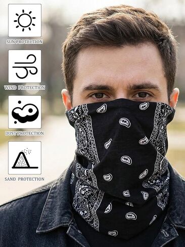 60 Pcs Paisley Bandanas Buffs Bulk Seamless Neck Gaiter for Men UV Balaclava Face Mask Headband for Motorcycle Cycling Hiking Fishing in Saudi Arabia