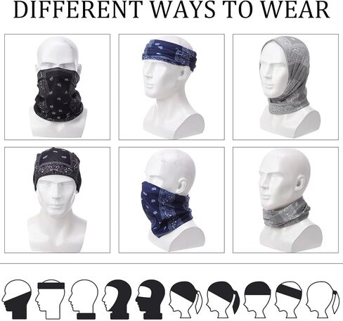 60 Pcs Paisley Bandanas Buffs Bulk Seamless Neck Gaiter for Men UV Balaclava Face Mask Headband for Motorcycle Cycling Hiking Fishing in Saudi Arabia