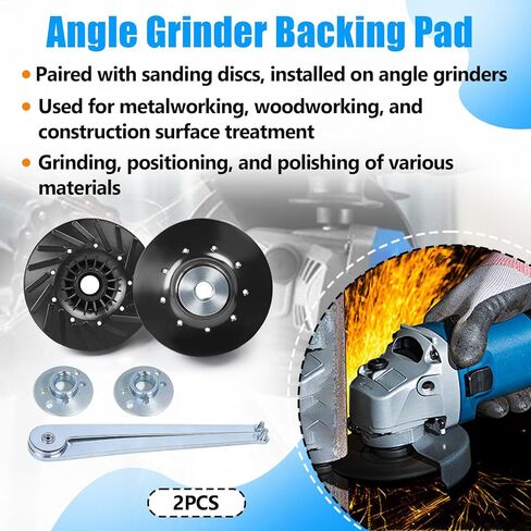 2PCS Upgraded 4.5 Inch Angle Grinder Backing Pad, 4-1/2" X 5/8"-11 Rubber Backing Pad for Resin Fiber Disc, Used for Various Sanding and Polishing Applications, with Wrench and 2 Locking Nuts in Saudi Arabia