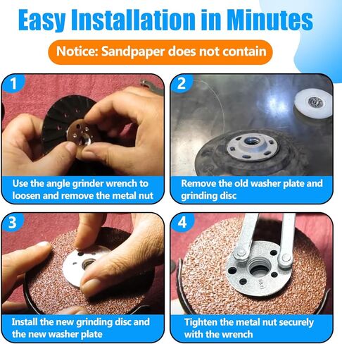 2PCS Upgraded 4.5 Inch Angle Grinder Backing Pad, 4-1/2" X 5/8"-11 Rubber Backing Pad for Resin Fiber Disc, Used for Various Sanding and Polishing Applications, with Wrench and 2 Locking Nuts in Saudi Arabia